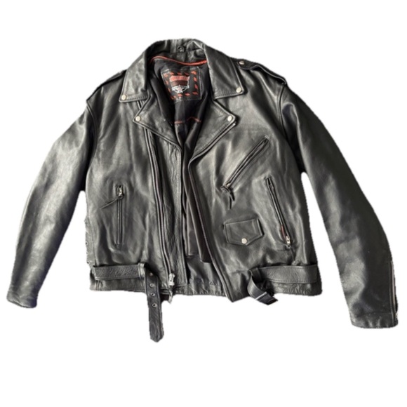 Black Leather Interstate Leather 52 Motorcycle Riding Jacket Coat 2XL 52